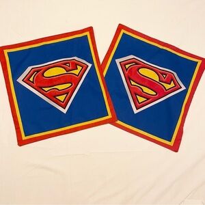 Superman Comic Pillowcase Homemade 16.5” x 16” Pillow Cases Lot of 2